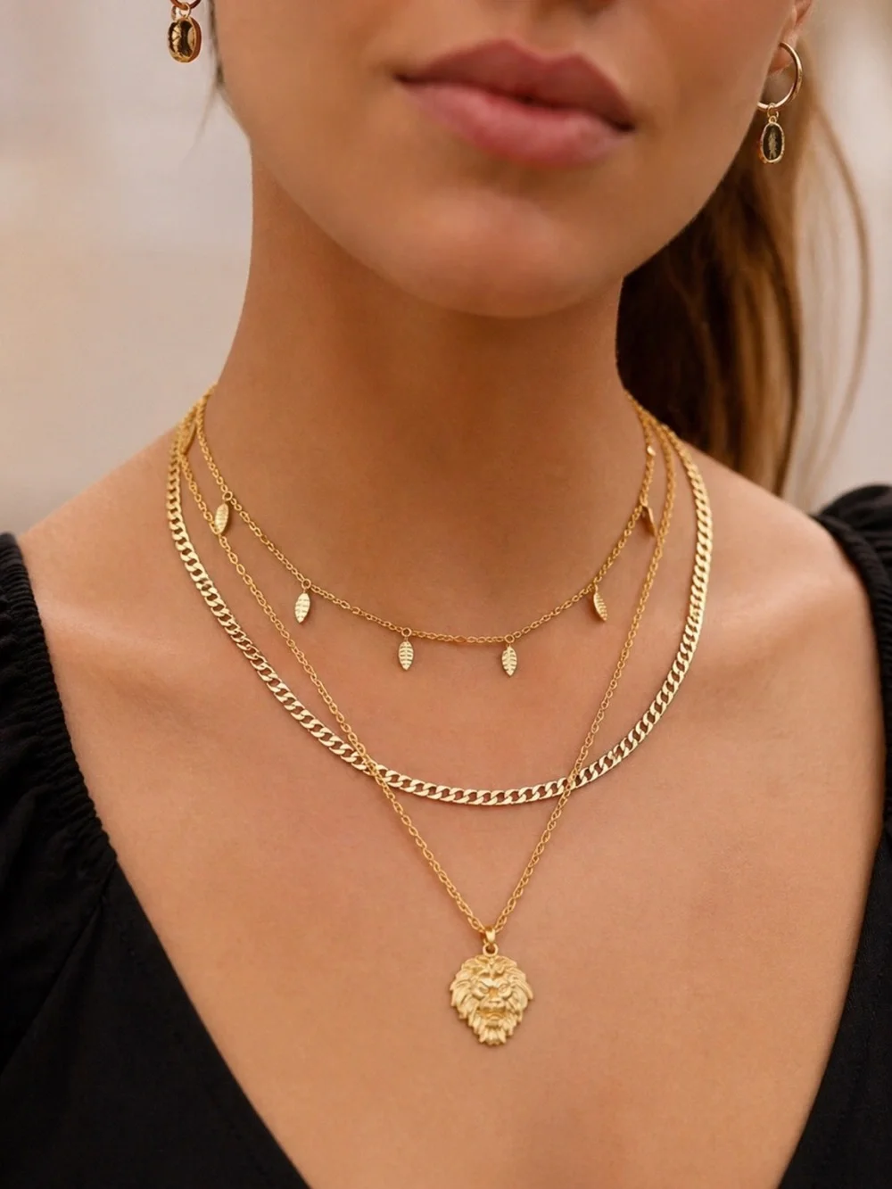 18K Gold Lion Head Pendant Necklace Rope Chain Leo Zodiac Unisex 18-20” Chunky - Picture 2 of 4